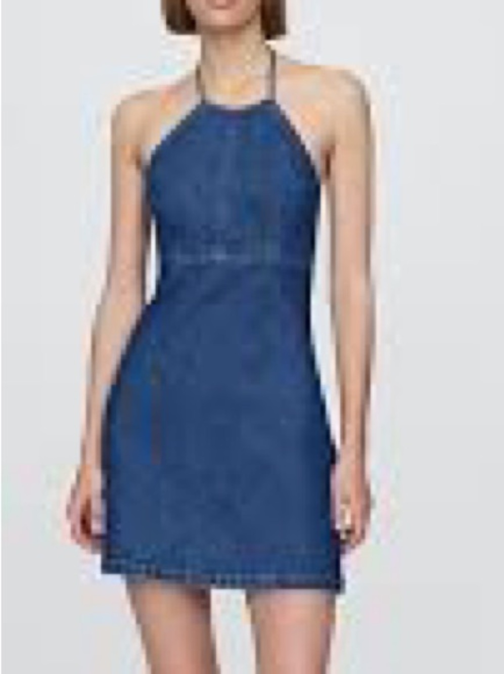 GAP Light Blue Mini Halter Denim Dress Medium Wash Sz L